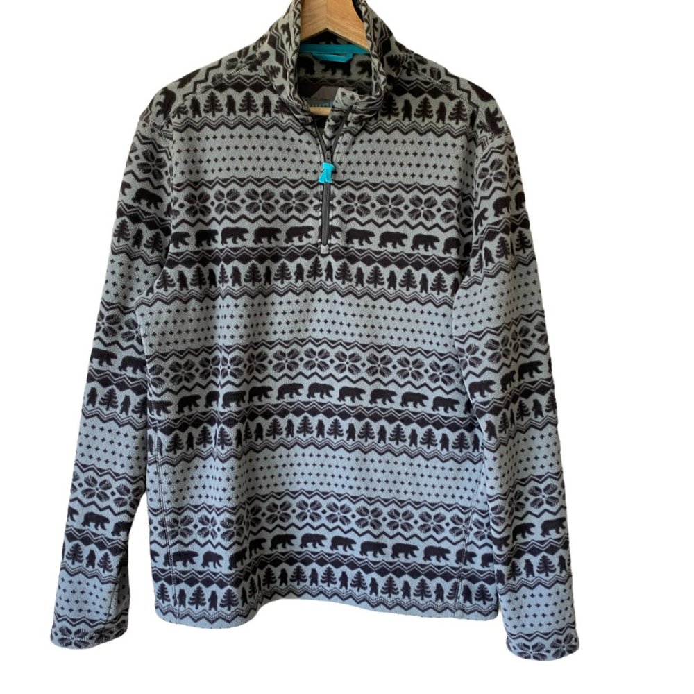 Chubbies The Bear Hug Pullover Quarter Zip Mock Neck Long Sleeves Bear Pattern